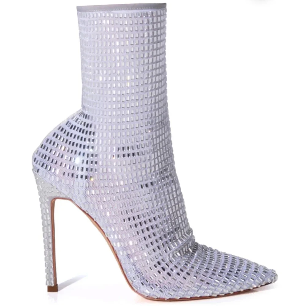 Azalea Wang White Embellished Stilleto Bootie 8.5/9 - Picture 2 of 11